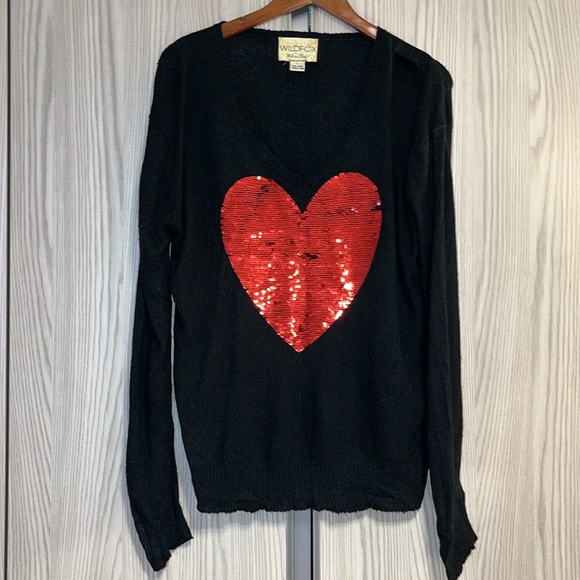 Wildfox White Label Red Sequins Heart ♥️ ~ in Black - Picture 4 of 15